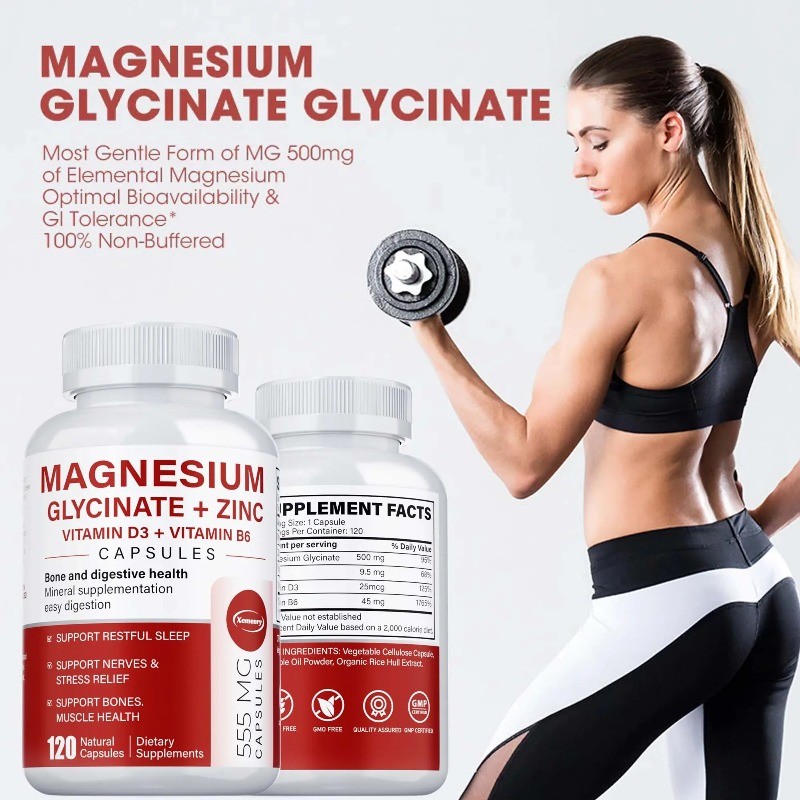 Magnesium Glycinate + Zinc 120pcs, Improves Mood, Relaxation, Muscles Recovery