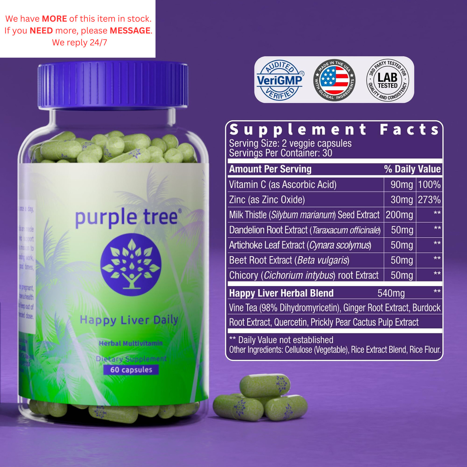 purple tree Happy Liver Daily | Support & Cleanse 60 Count (Pack of 1)