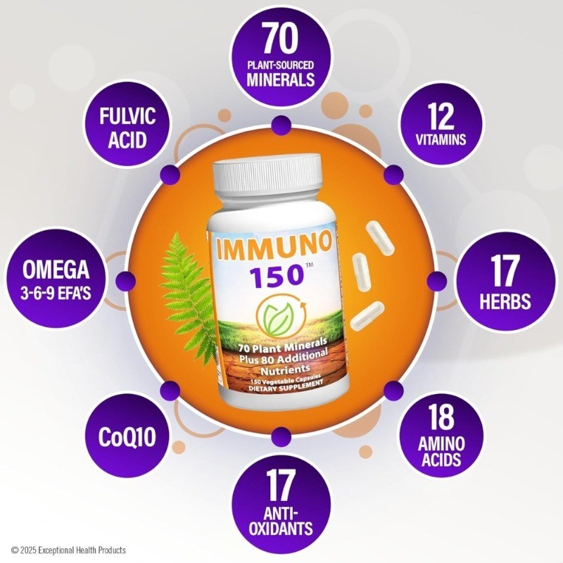 1-3 bottles of immune 150immune support supplement, containing 70plant minerals-