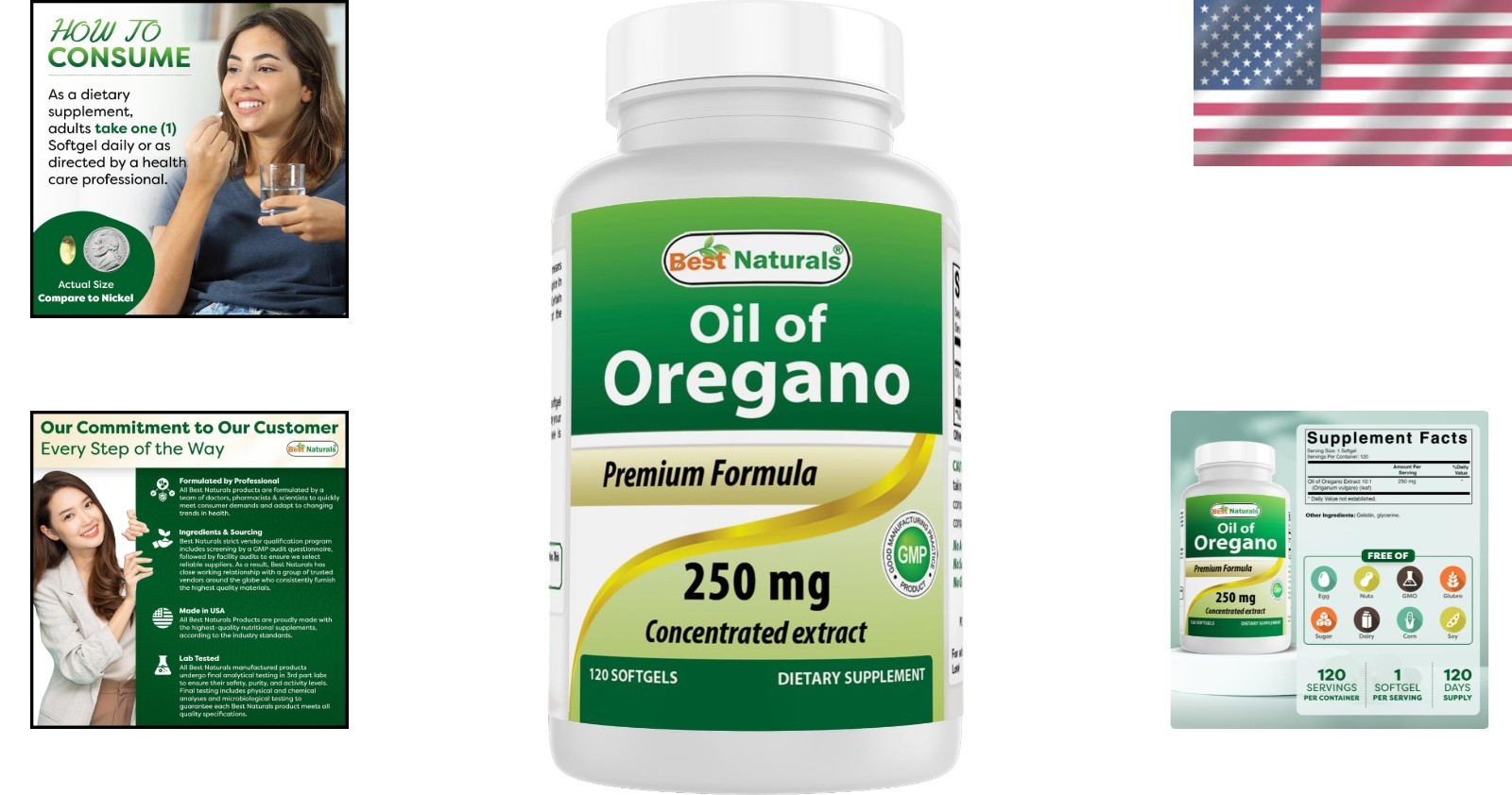120 Count Oregano Oil 250 Mg Softgels – Gluten Free, All Natural Ingredients