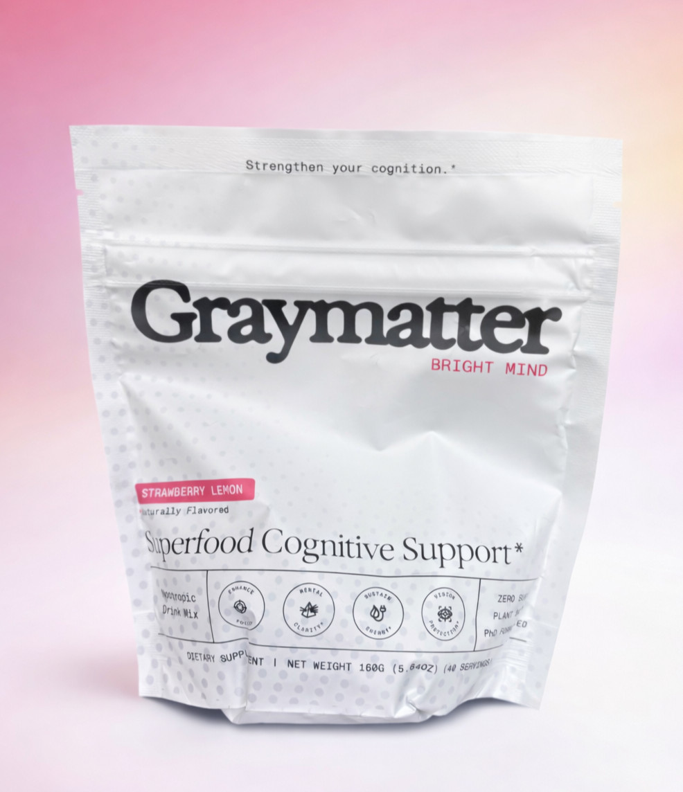 GRAYMATTER Superfood Cognitive Support 40SERV Strawberry Lemon Drink Mix 🍓🍋