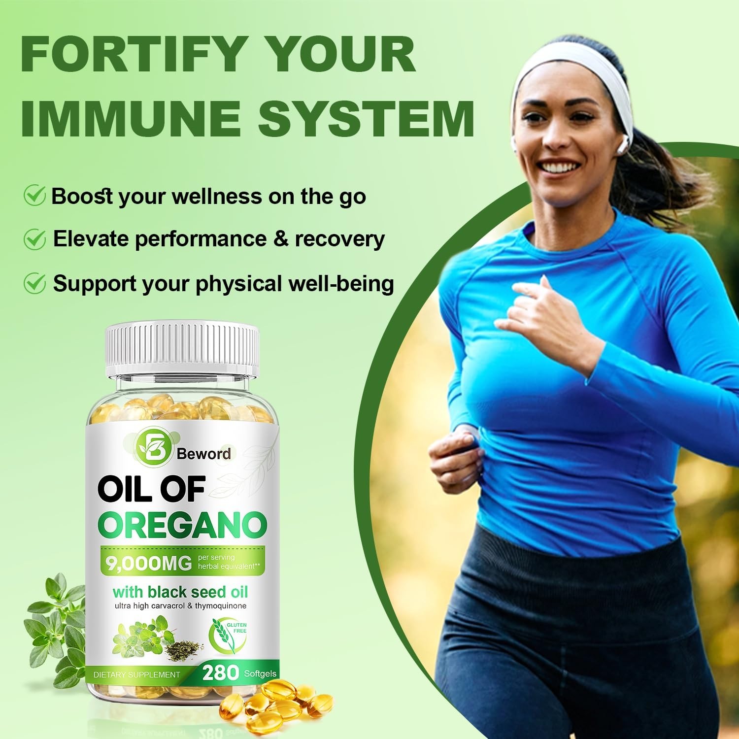 Oil of Oregano & Black Seed Oil, 280 Softgels, 9000mg | Immune Support, High Car