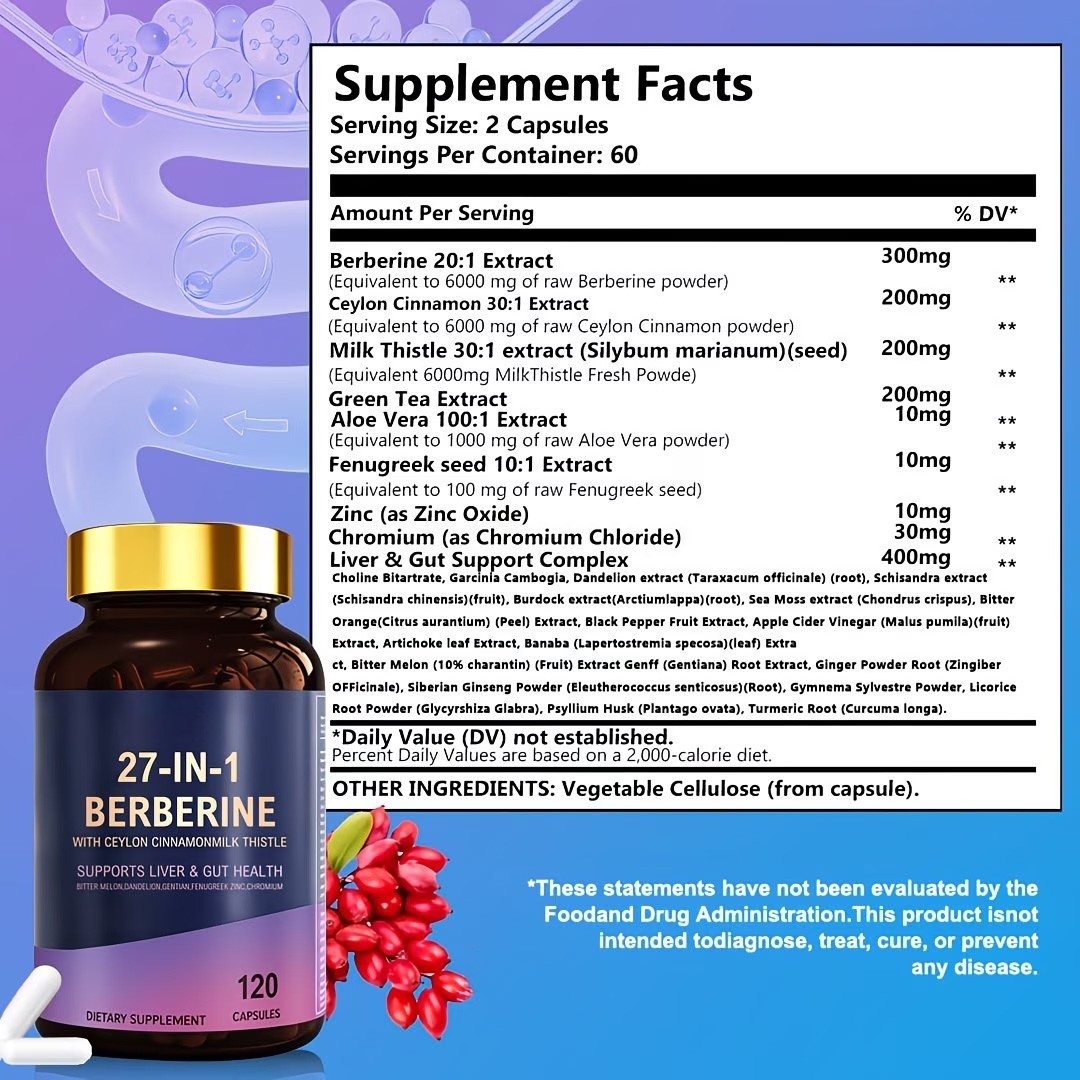 27 In 1Berberine Capsule-Digestive Health Support Healthy Immune System Support