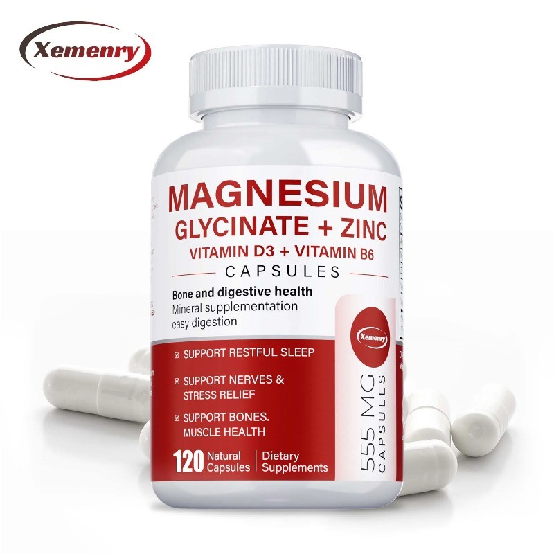 Magnesium Glycinate + Zinc 120pcs, Improves Mood, Relaxation, Muscles Recovery