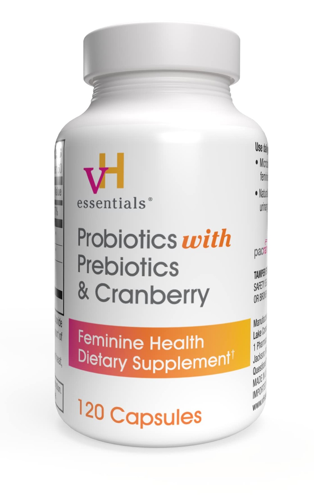vH essentials Probiotics for Women with 120 Count (Pack of 1), Cranberry