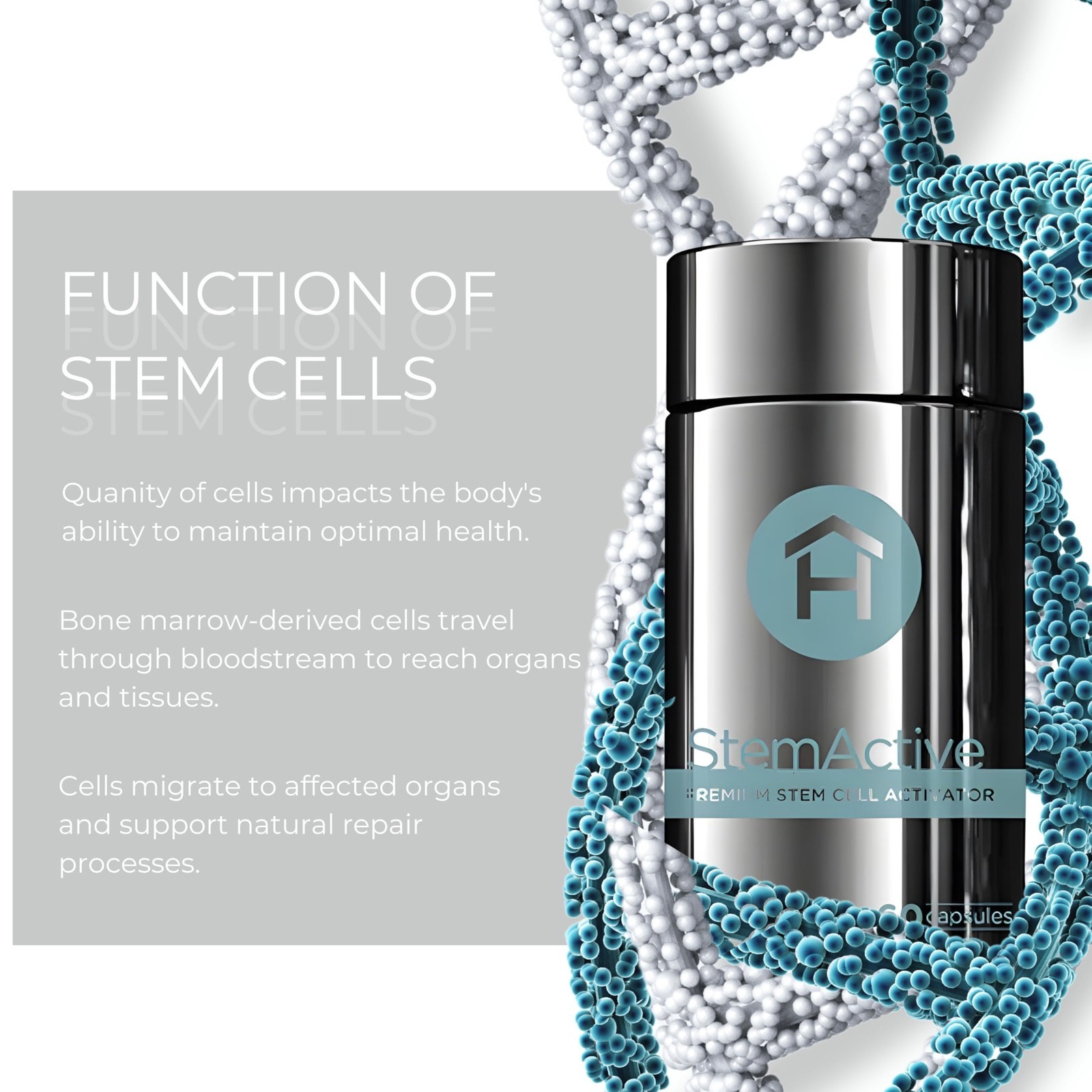 StemActive Stem Cell Boost Nutritional Supplement 60 Capsules for Wellness NEW