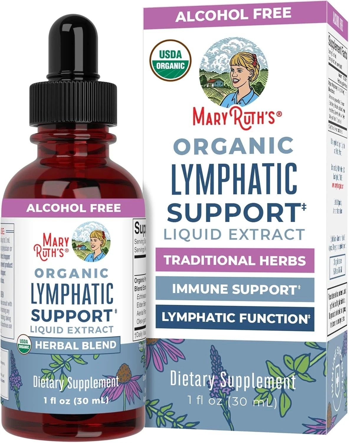 MaryRuth’s Organic Lymphatic Support – Echinacea & Elderberry Drops – Vegan – 30