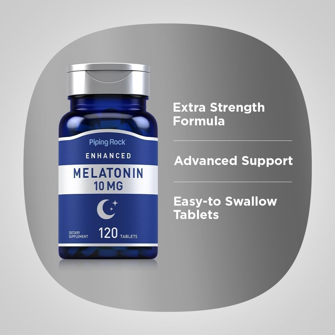 L-Theanine Enhanced Melatonin 10mg – 120 Count Tablets for Adult Relaxation