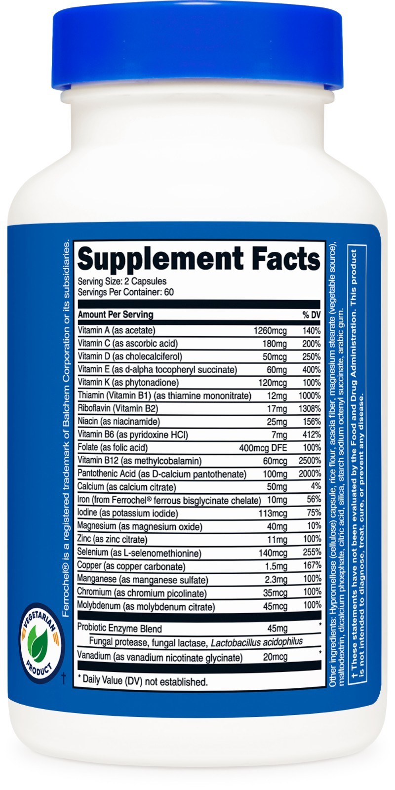 Nutricost Multivitamin With Probiotics & Minerals – 120 Vegetarian Capsules