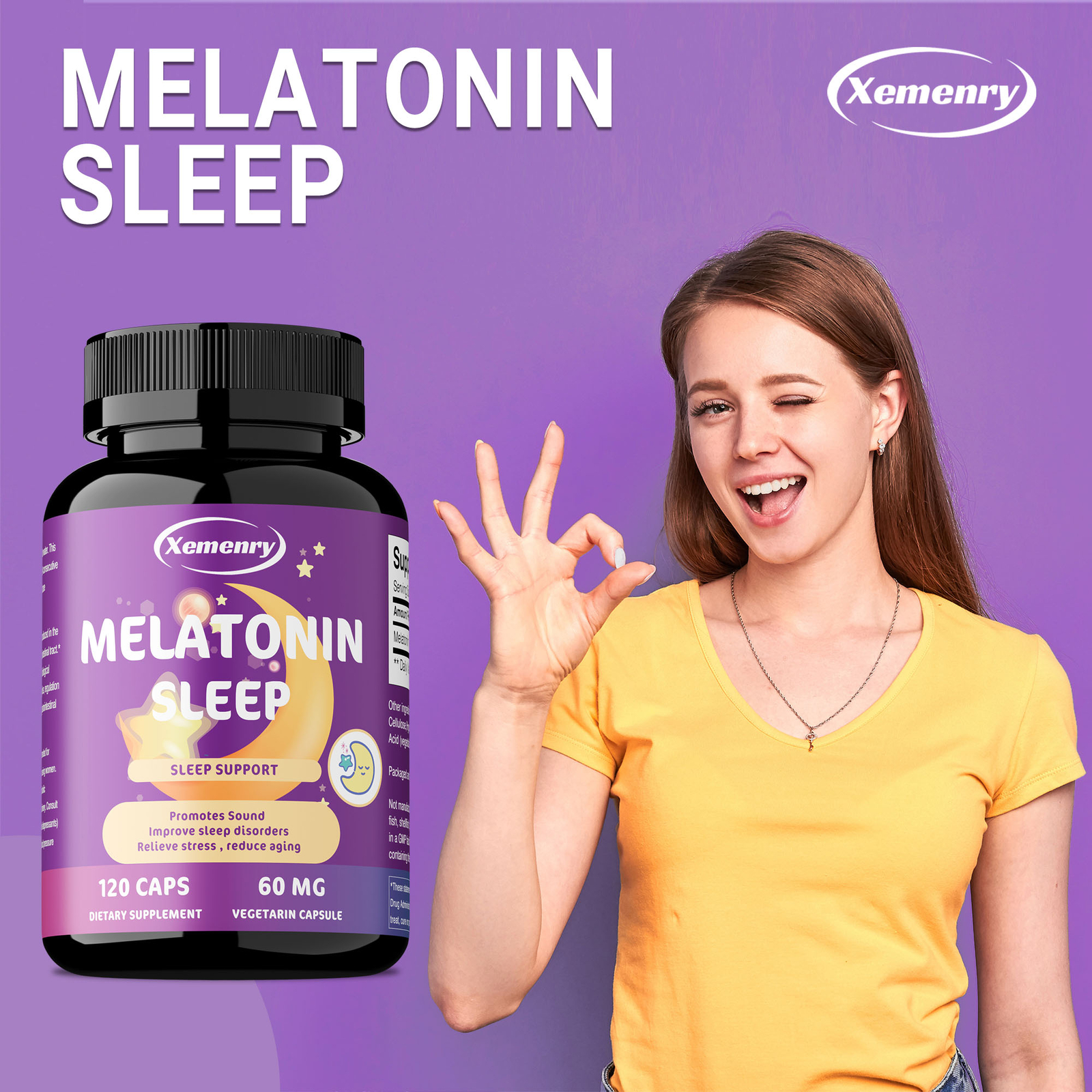 Melatonin 60mg – Night Sleep Aid, Fall Asleep Faster, Improve Sleep Quality