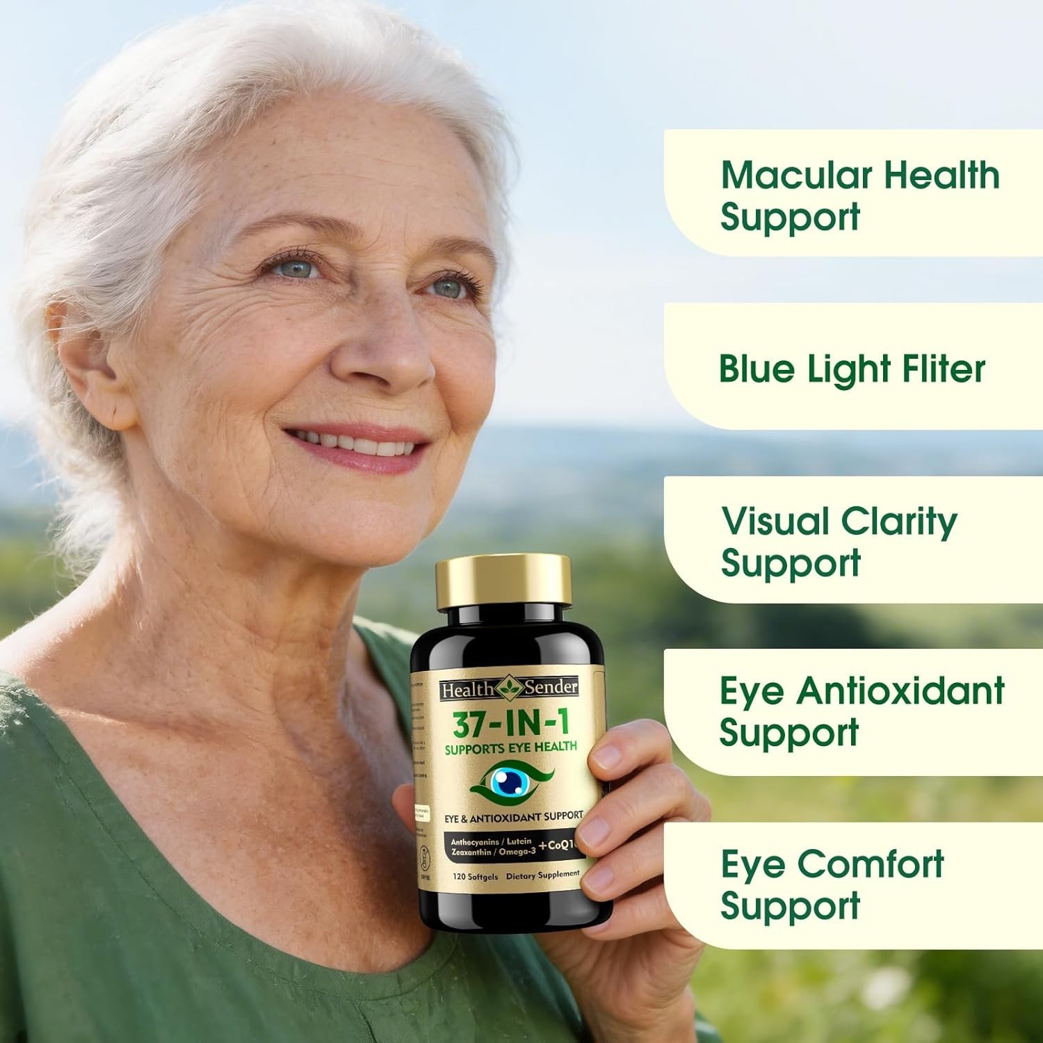 37 in 1 Eye Vitamins with Lutein and Zeaxanthin Supplement 120 Black Softgels