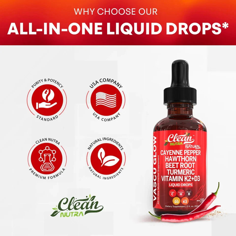 3Pack Cayenne Pepper Hawthorn Beet Root Turmeric Vitamin K2+D3 Liquid Drops