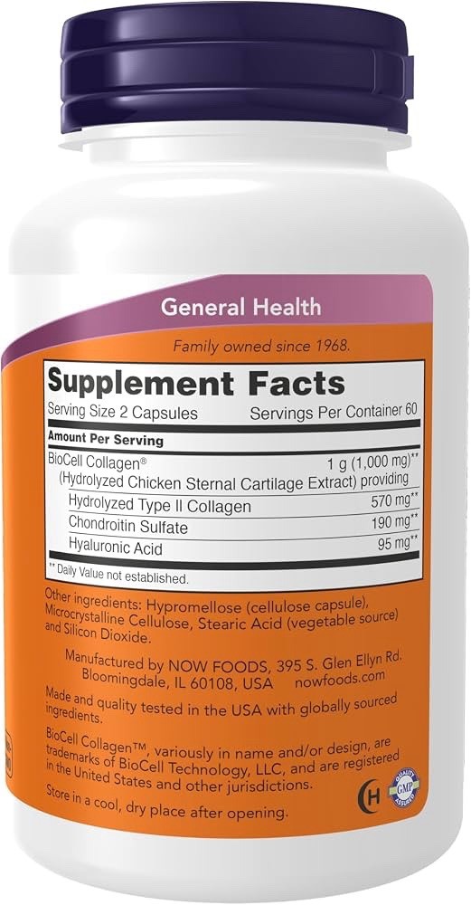 NOW FOODS BioCell Collagen Hydrolyzed Type II 120 Veg Capsules