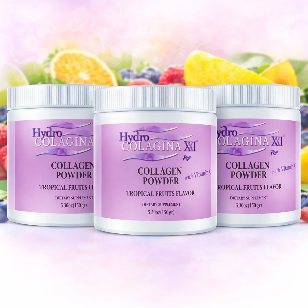 3 Pack Collagen Powder with Vitamin C Tropical Flavor Beauty Drink Mix
