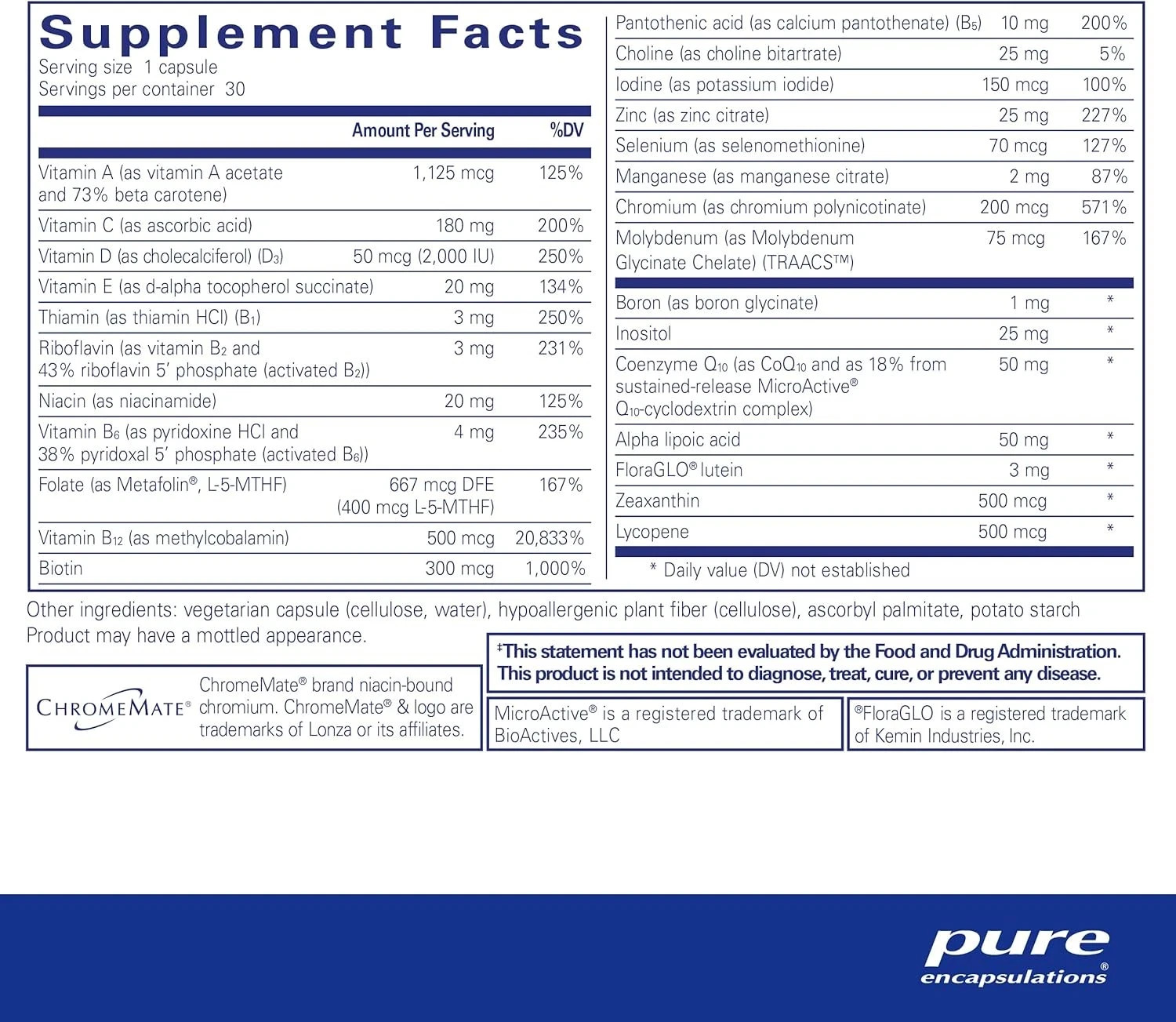 Pure Encapsulations O.N.E. Multivitamin – 30 Capsules New Sealed (Free Shipping)