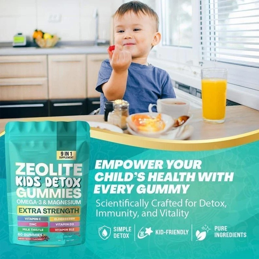 1~5 Bag Zeolite Kids Detox Gummies Mixed Berry Flavored All-in-One 60 Gummies