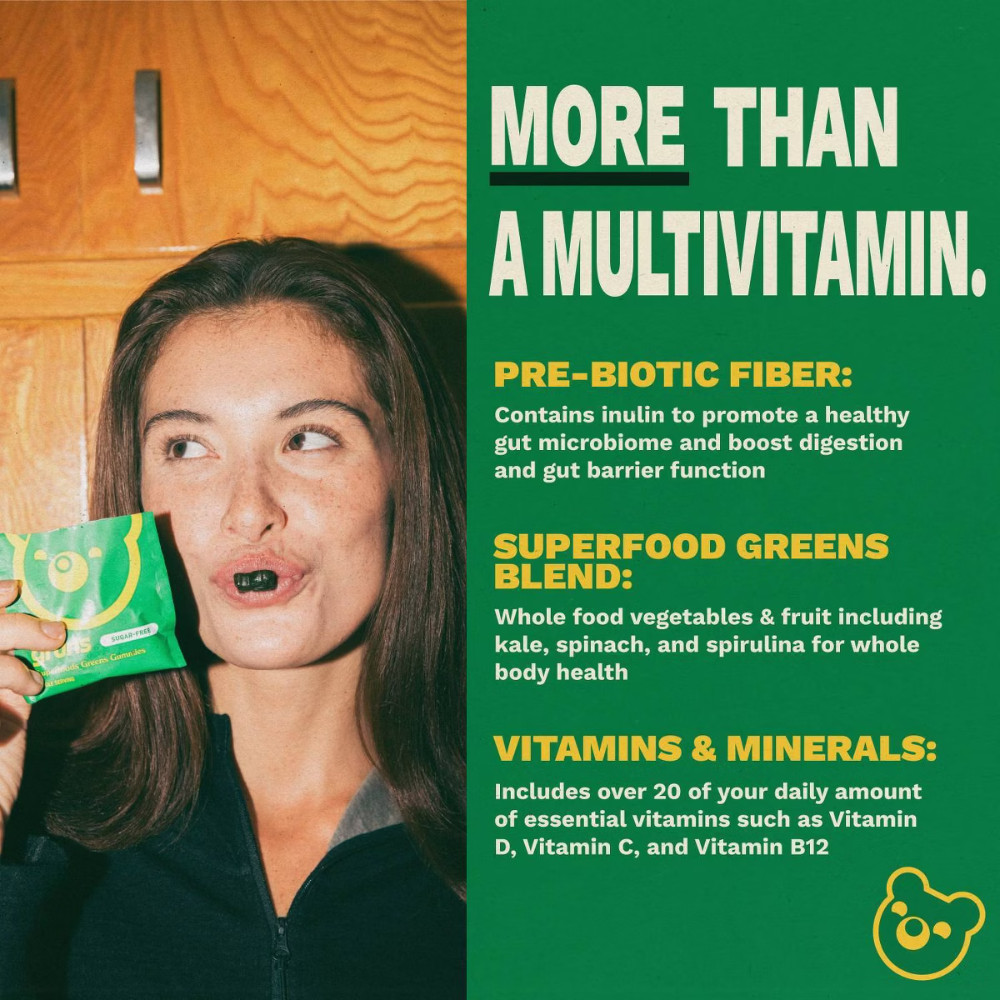 Gruns Adult Sugar Free Superfoods Greens Gummies – 240g/12 Servings