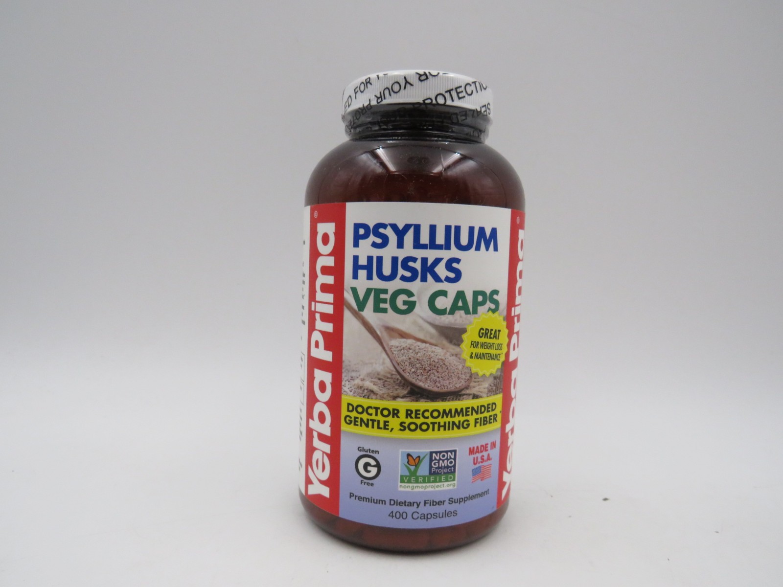 Yerba Prima Psyllium Husks Caps 625 mg 400 Capsules Gluten-Free EXP 12/2028
