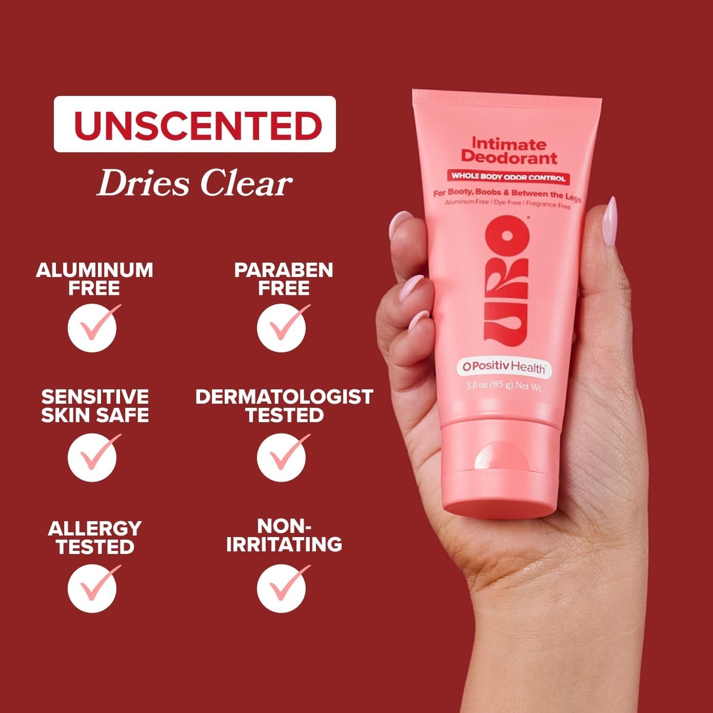 2 PCS– O Positiv URO Intimate Whole Body Deodorant Cream – Dermatologist Tested