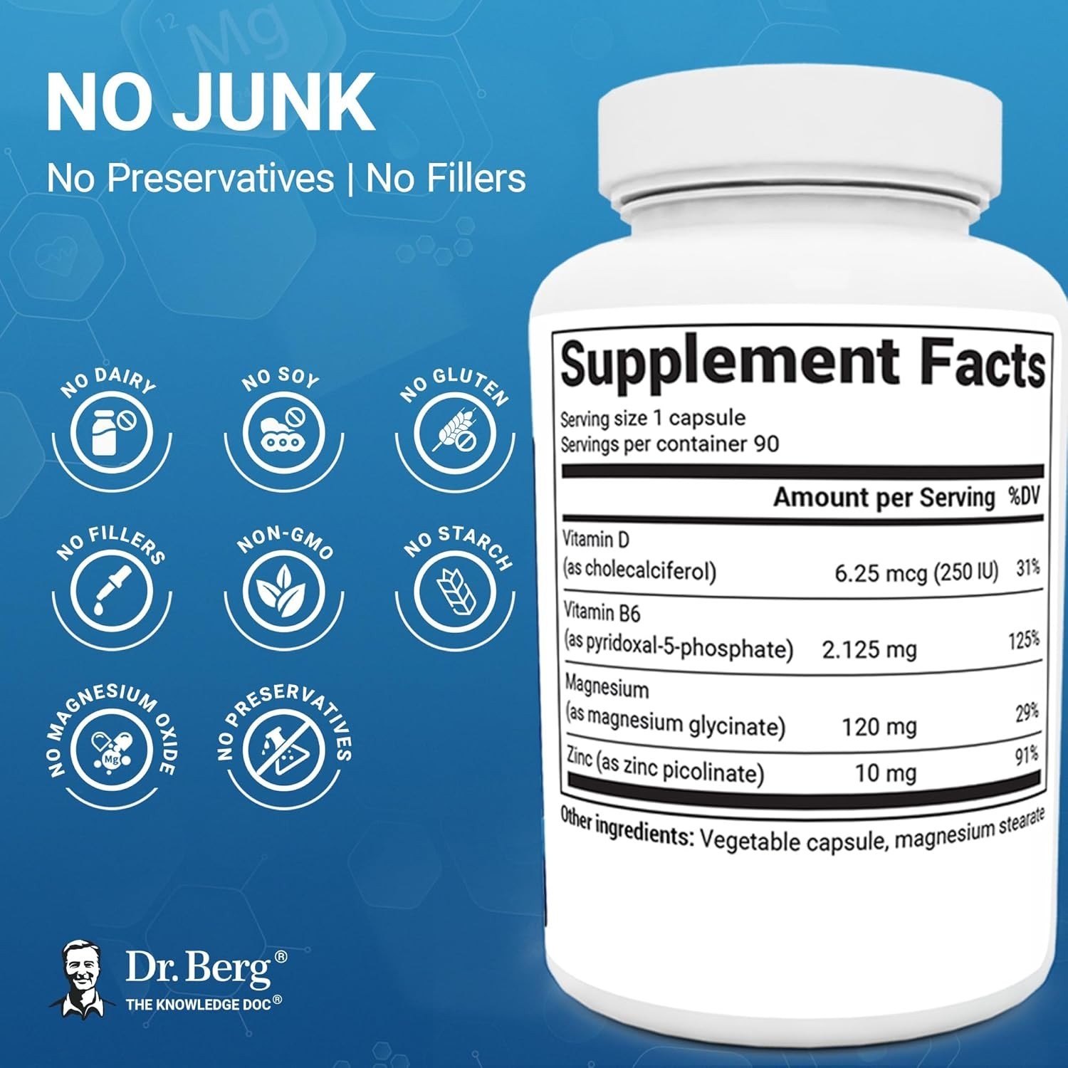 Dr. Berg Magnesium Glycinate Capsules, 90ct – Sleep, Stress & Muscle Support