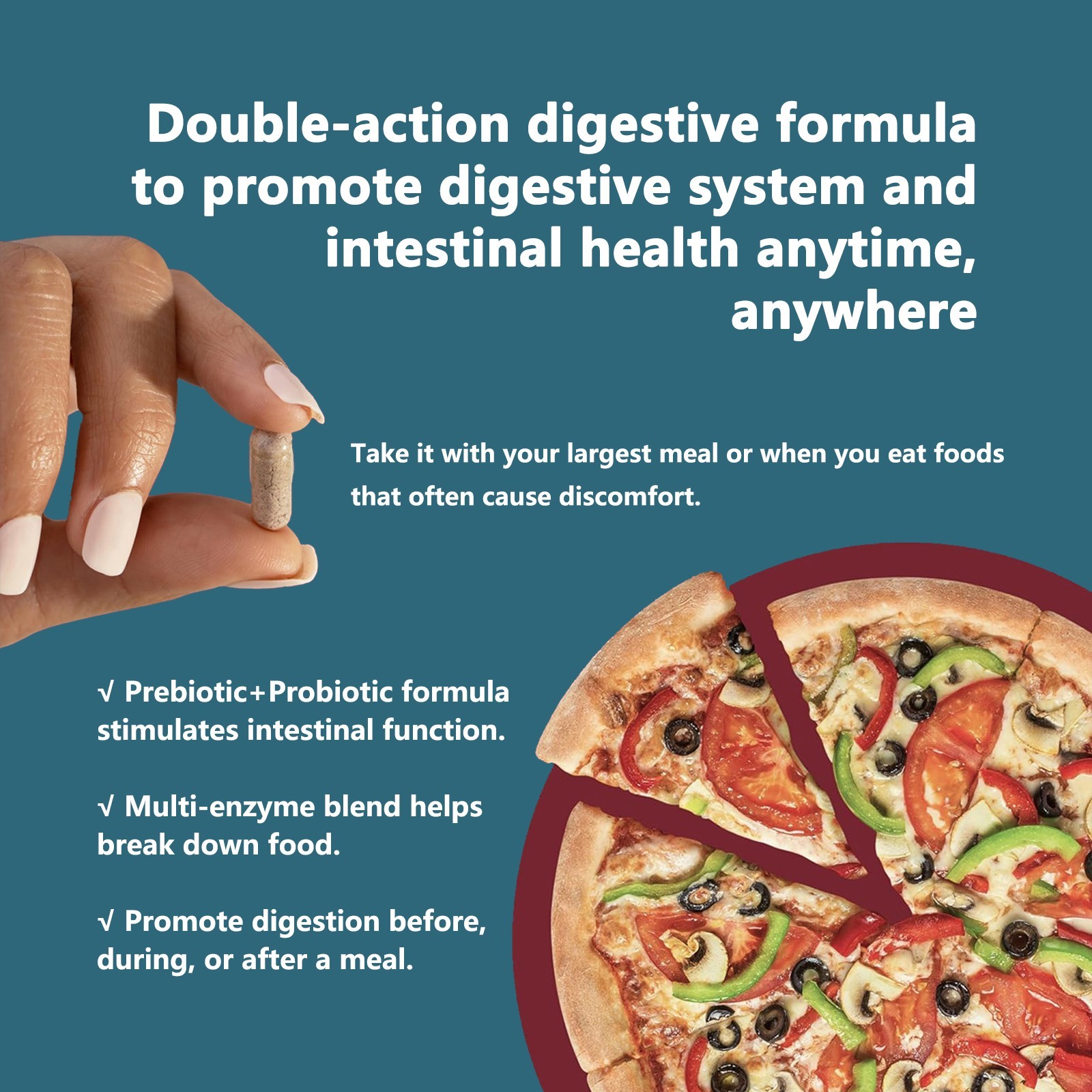 Probiotic 100 Billion & Digestive Enzyme Supplement Food Breakdown 60ct Set