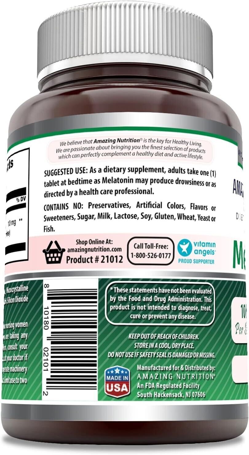 Amazing Formulas Melatonin 10mg 120 Tablets Supplement Non GMO MED134