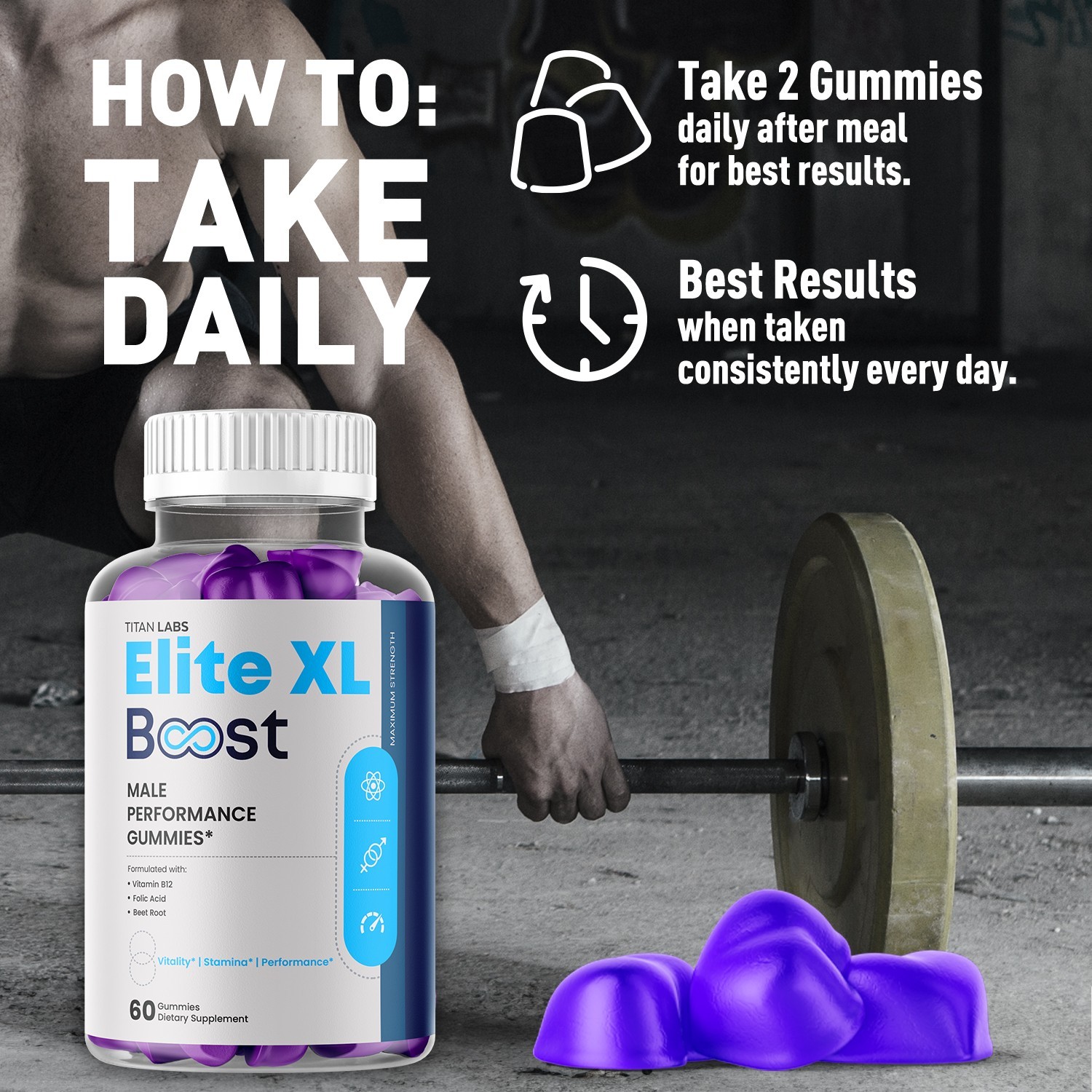 (1 Pack) Elite XL Boost ACV Gummys Support Male Health EliteXLBoost 60 Gummies