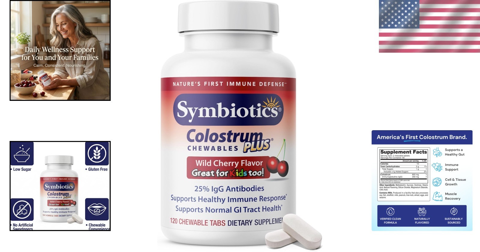 Daily Immune Support – Colostrum Plus Chewables – Low Sugar, 120 Gummies