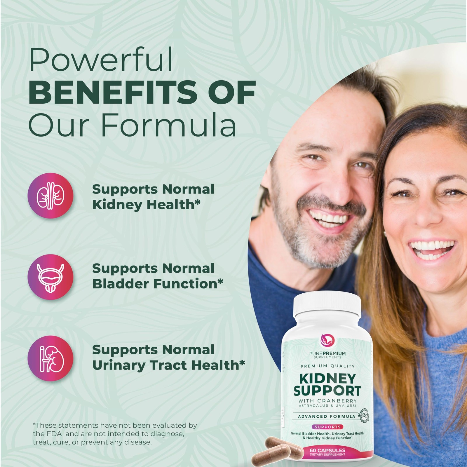 PurePremium Kidney Support Supplement – Cleanse 60 Count (Pack of 1)