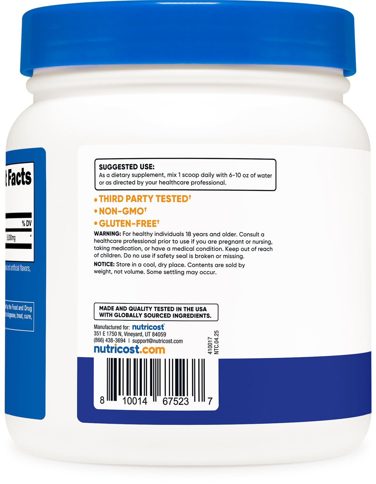 Nutricost L-Glutamine Powder (500 Grams) (Blue 1.1 Pound (Pack of 1), Red