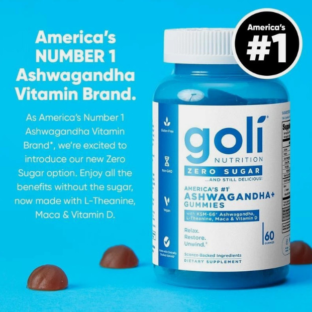 3 BottlesGoli Zero Sugar Trio -ACV Ashwagandha & Probiotic Gummies60 Caps/Bottl