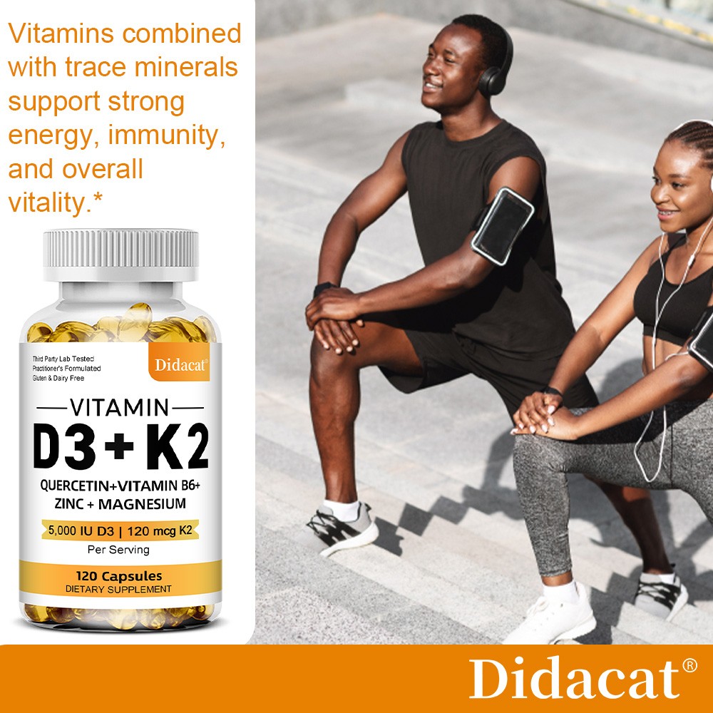 Vitamin D3 5000 IU K2 120 mcg, Vit D and K Supplement 30/60/120 capsules