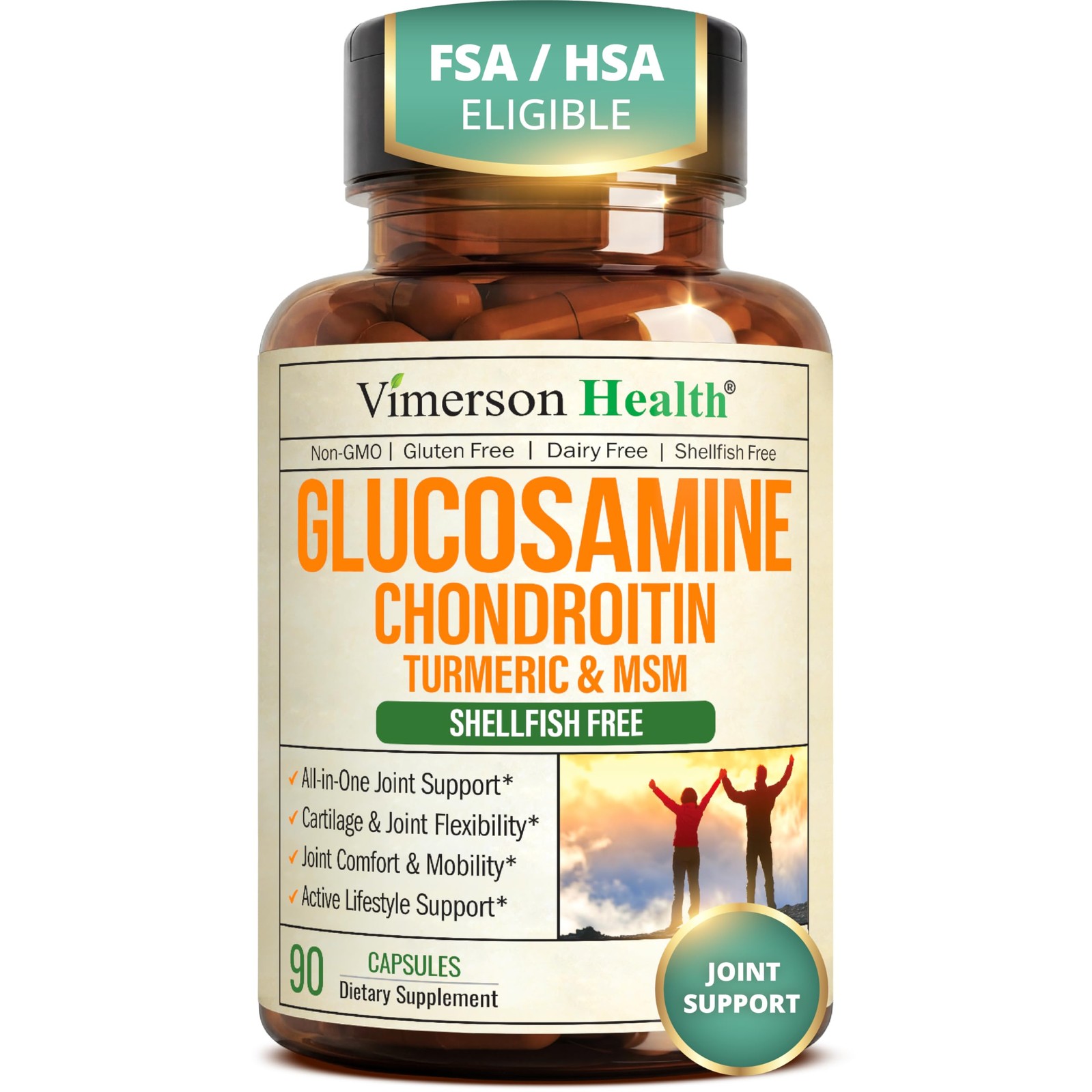 Glucosamine Chondroitin MSM Joint Support Supplement for Women and Men 90 capsul