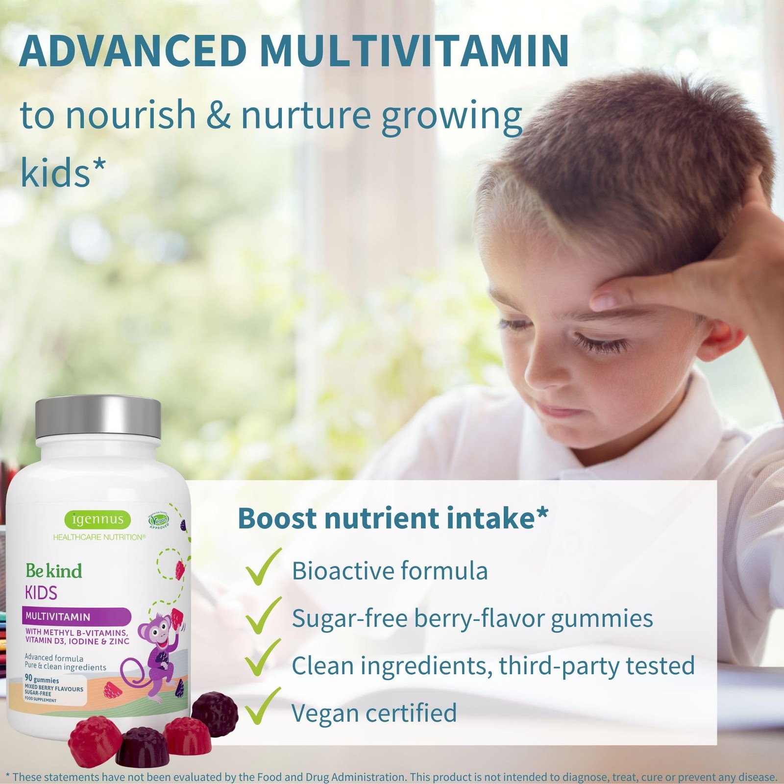 Igennus Methylated Kids Multivitamin 90 Count (Pack of 1), Purple, Red