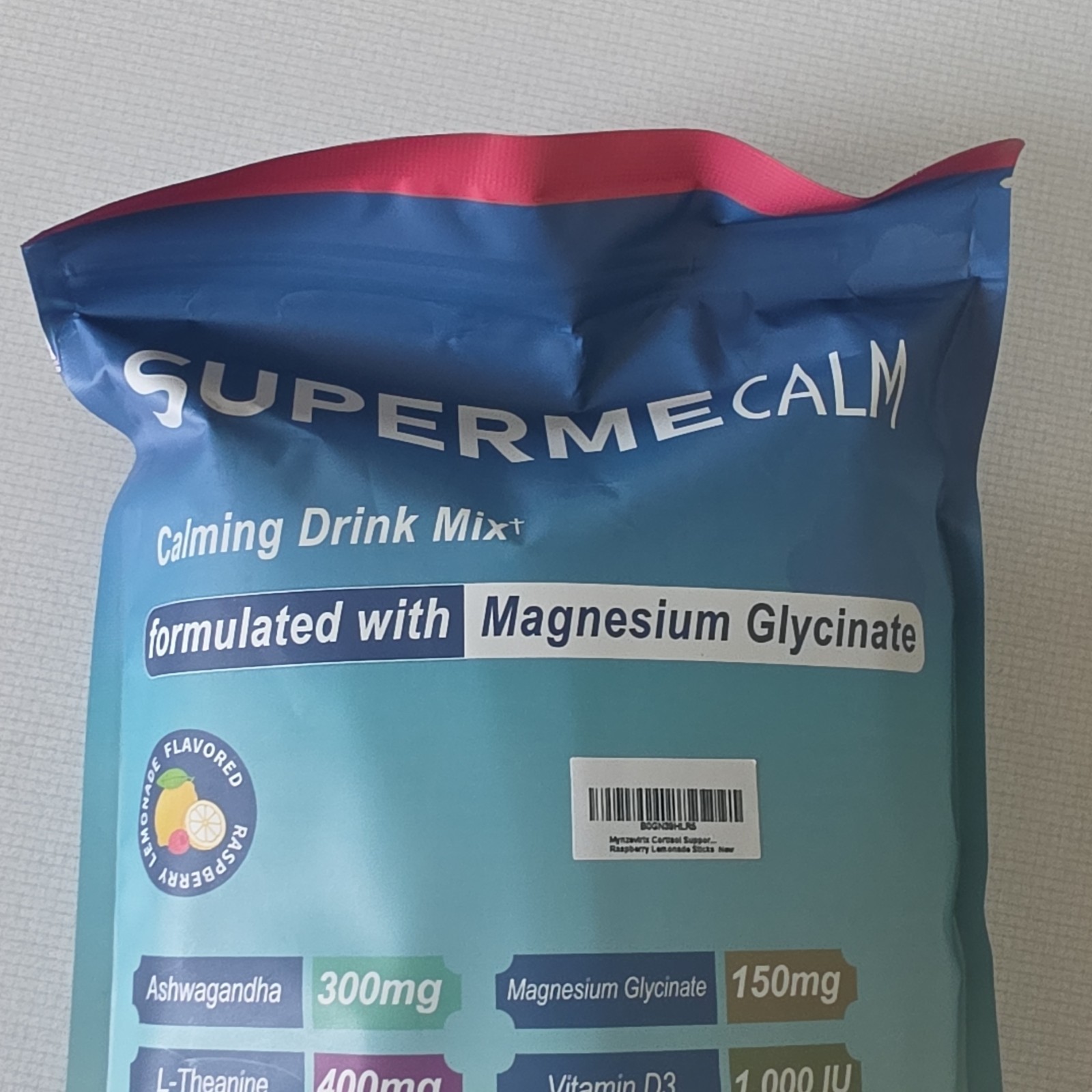 SUPERME CALM Magnesium Glycinate Drink Mix Ashwagandha Raspberry Lemonade
