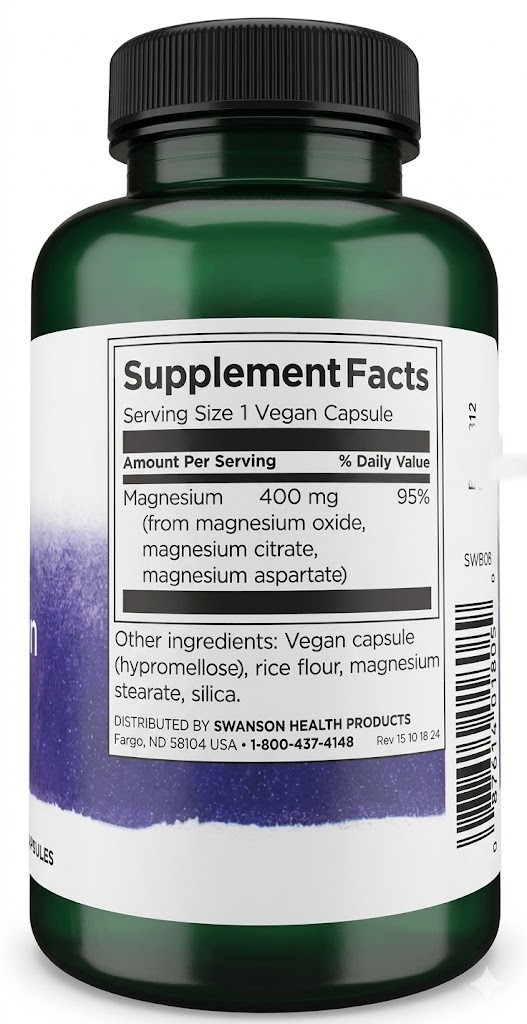 Triple Magnesium Complex 400 mg, 100 Vegan Capsules
