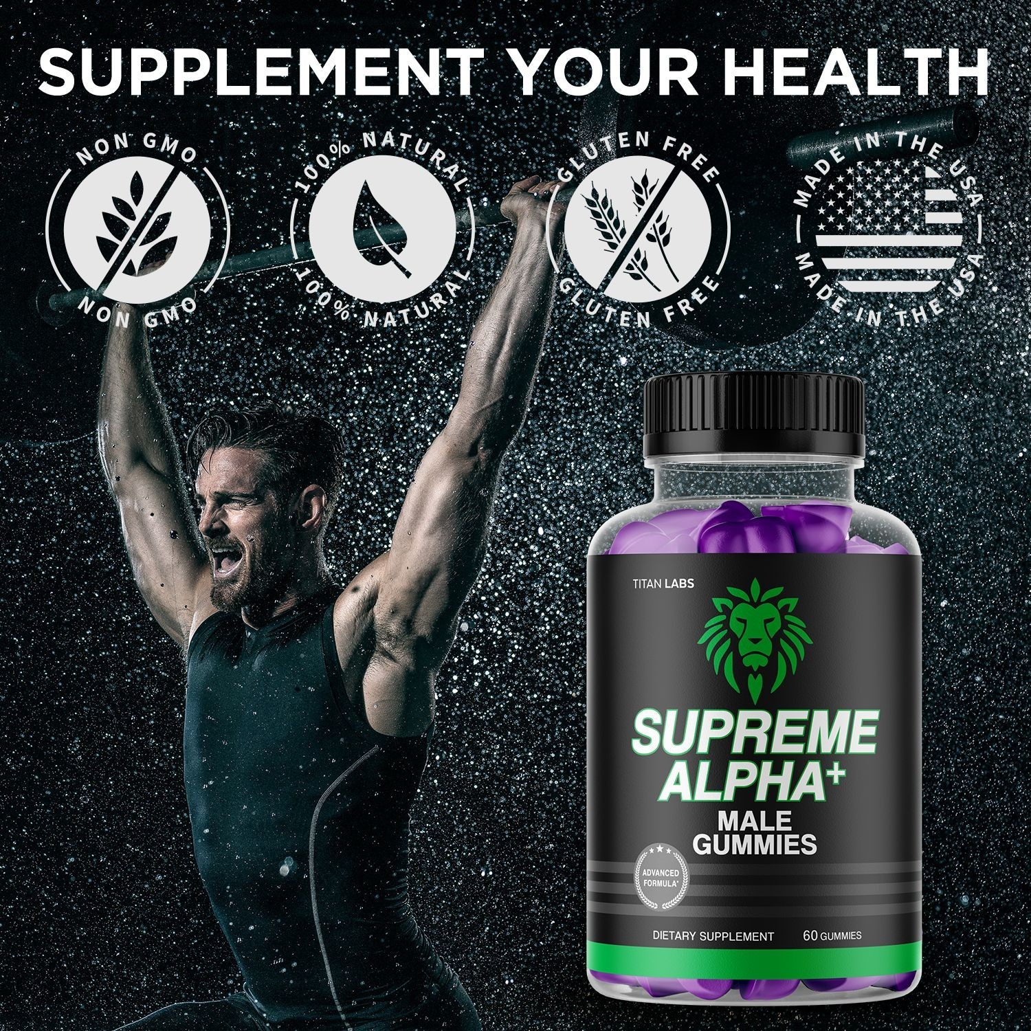 (1 Pack) Supreme Alpha Gummys Male Support Supplement SupremeAlpha 60 Gummies