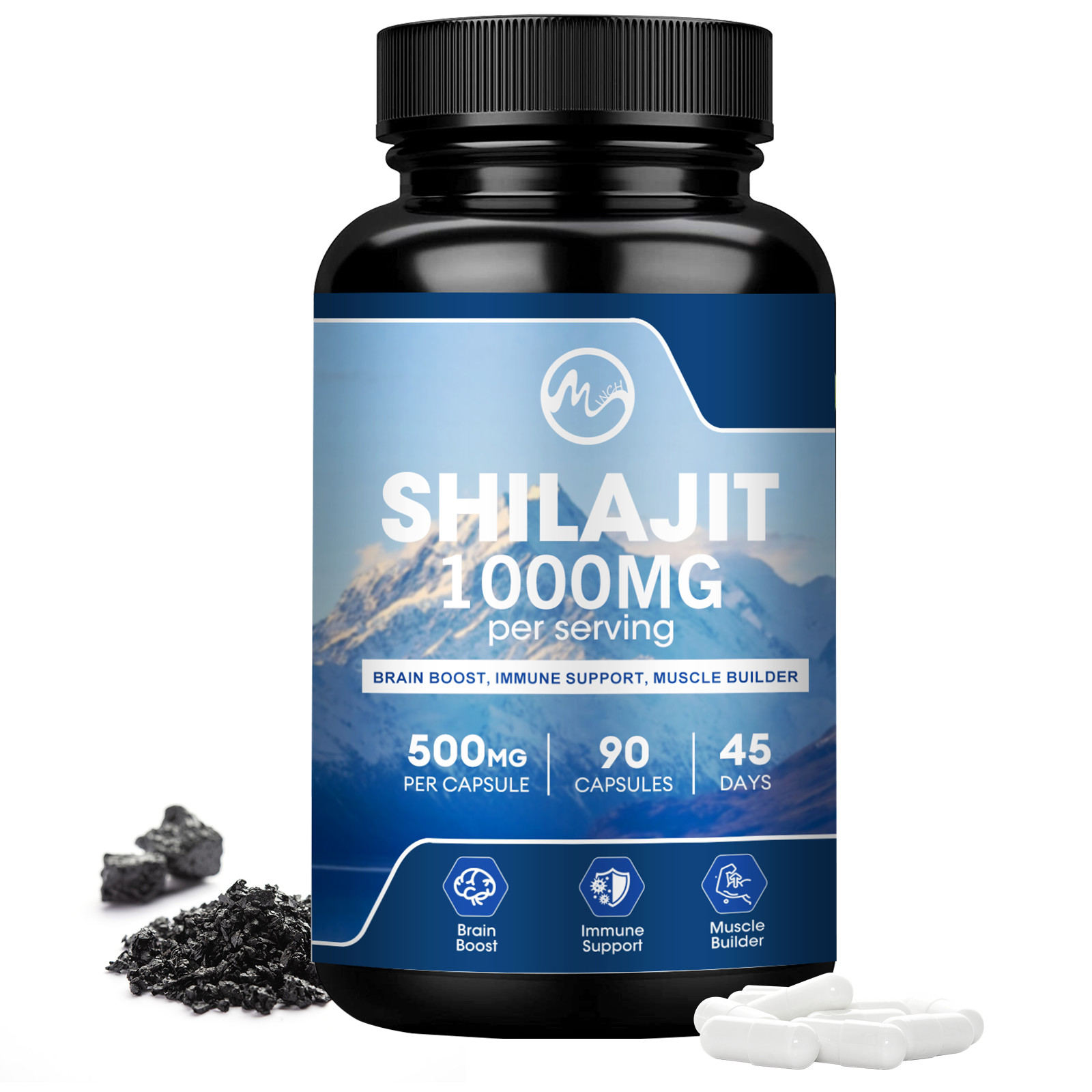 Himalayan Premium Pure Shilajit 90×2 Caps，Organic, Extremely Potent, Fulvic Acid