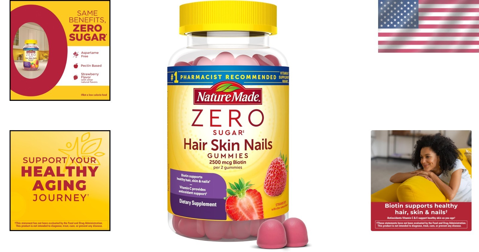 Delicious Strawberry Biotin Gummies – 2500 mcg for Hair, Skin & Nails, 120 Count