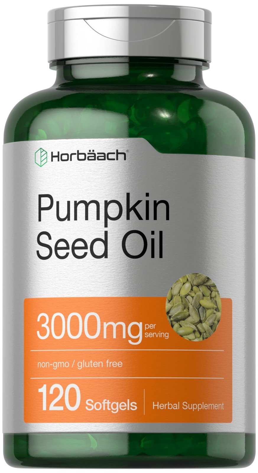 Pumpkin Seed Oil Capsules | 3000mg | 120 Softgels | Cold Pressed | by Horbaach