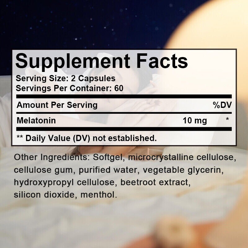 Melatonin 10 Mg, 30/60/120 Capsules – 10 Mg Per Serving, Non-GMO, Free Shipping