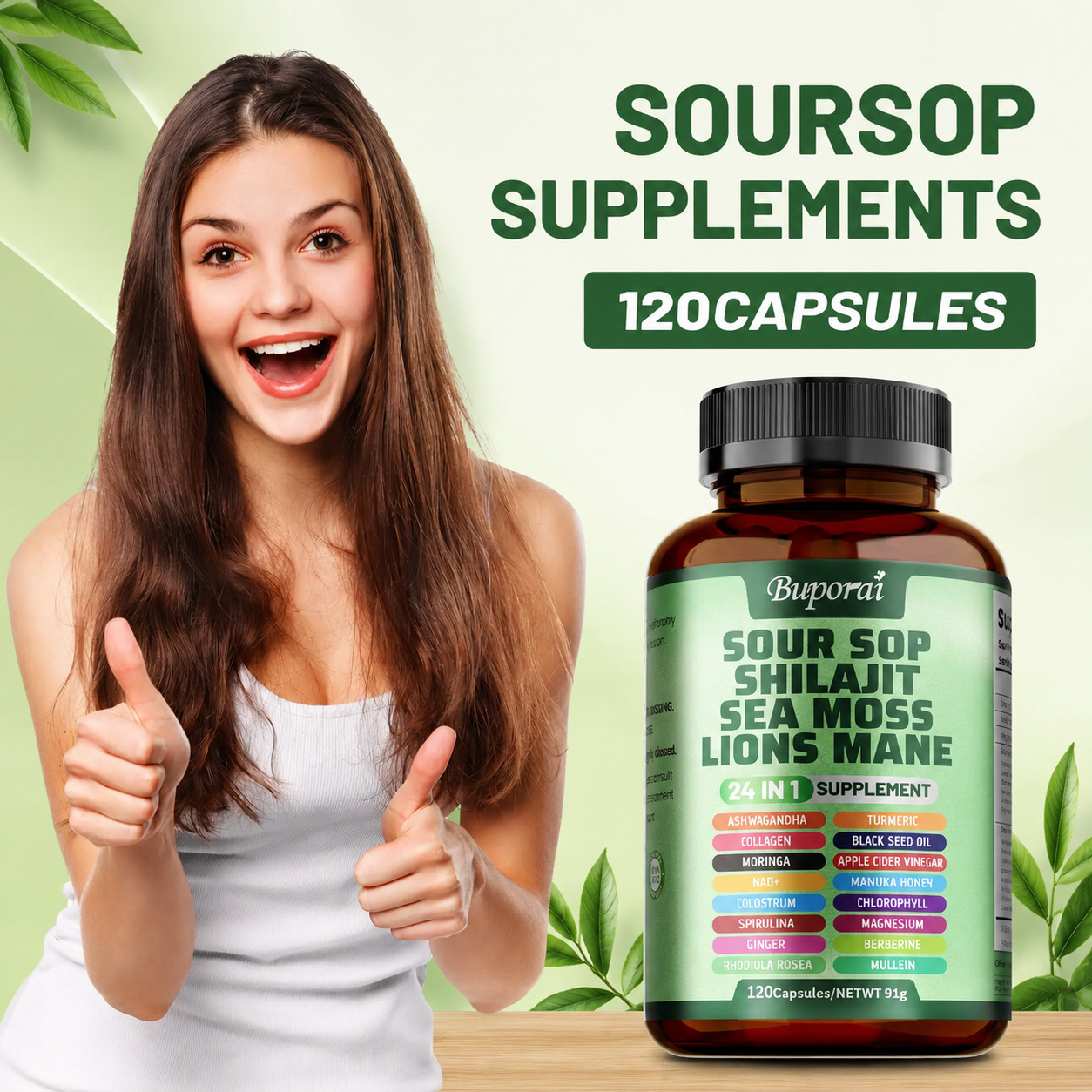 24 in 1 Soursop Complex Capsules Antioxidant Whole Body Wellness 60 Day Supply