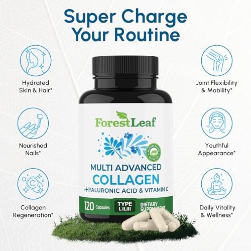 ForestLeaf Multi Collagen Pills with Hyaluronic Acid + Vitamin C | Hydrolyzed