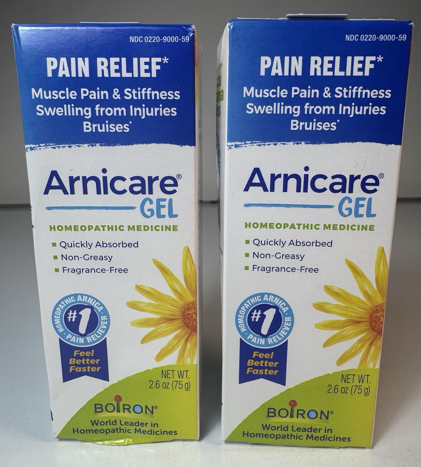 Boiron Arnicare Gel for Pain Relief – EXP 07/2027- 2.6 oz. each – 2 SEALED BOXES