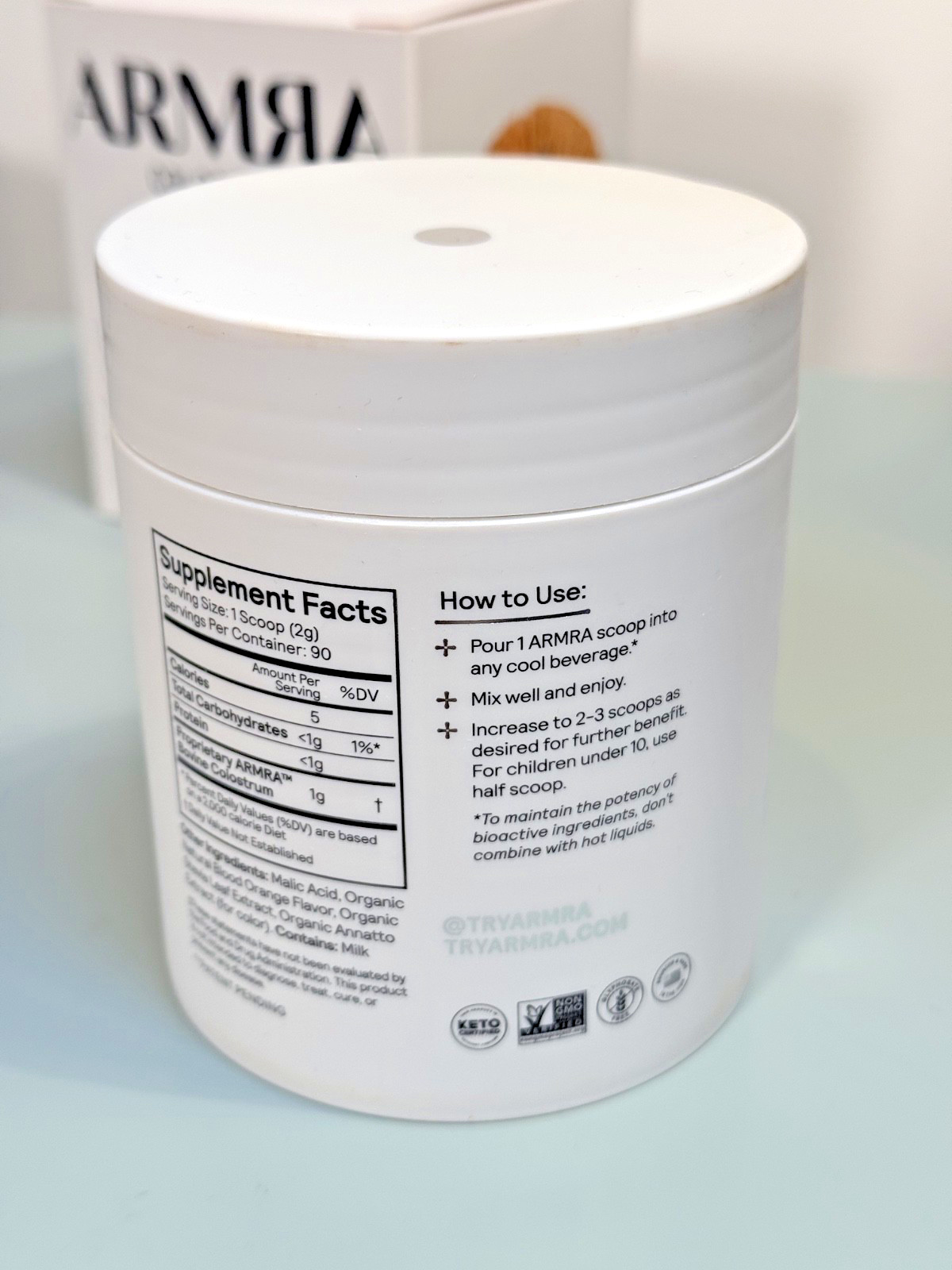 ARMRA Colostrum Immune Revival – Immune Barrier Superfood – Blood Orange – 6.3oz