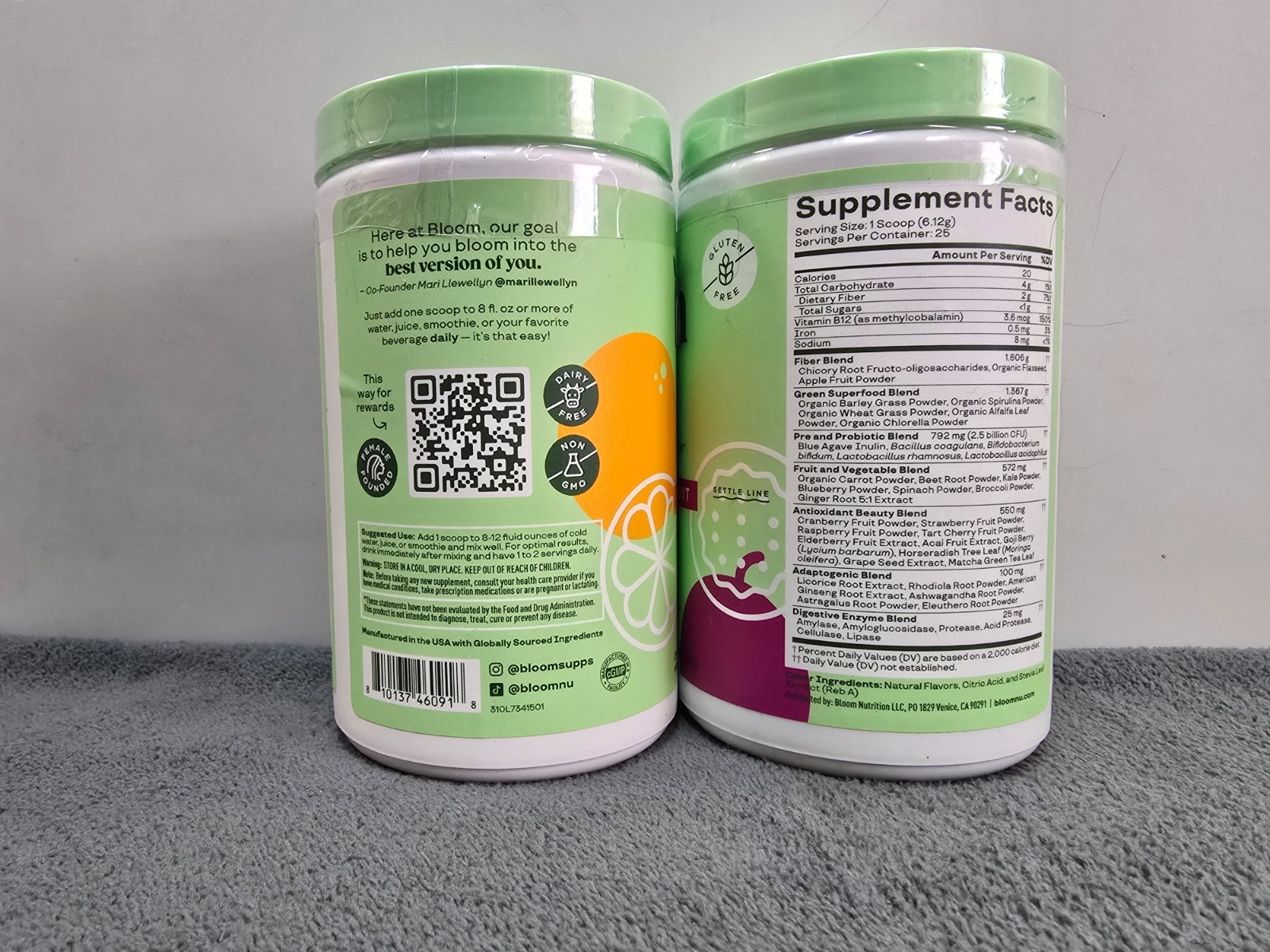 (2) BLOOM NUTRITION Greens and Superfoods Powder – Orange Passion Fruit – 5.39oz