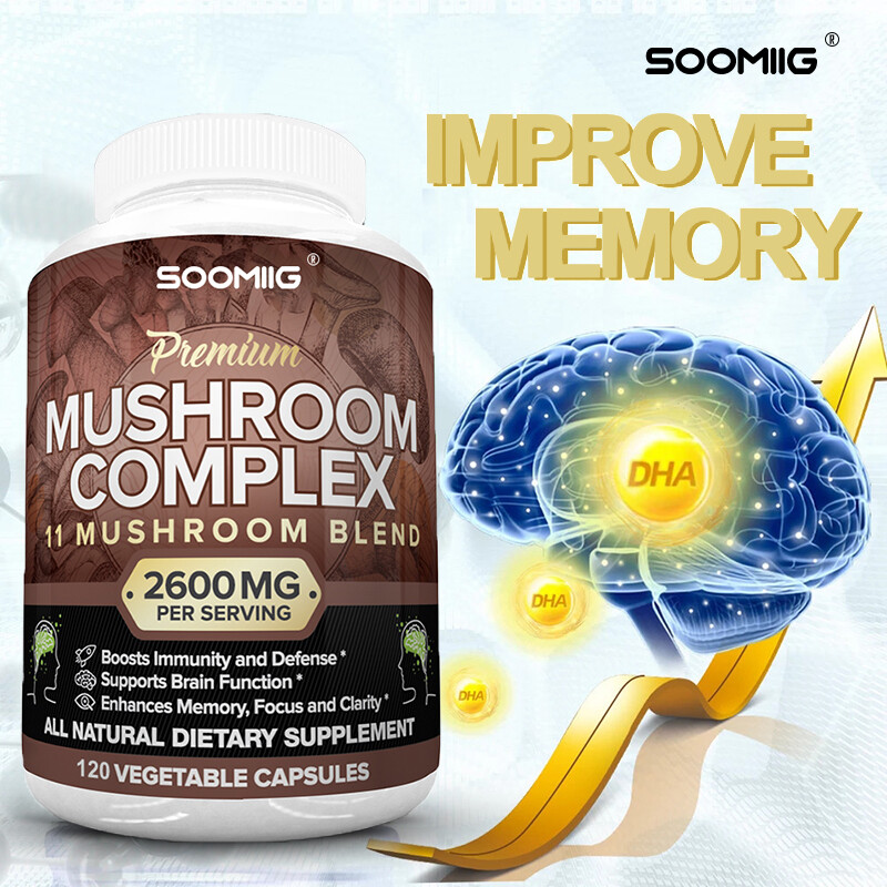 Organic Mushroom Complex Supplement with Lions Mane 30/60/120Capsules