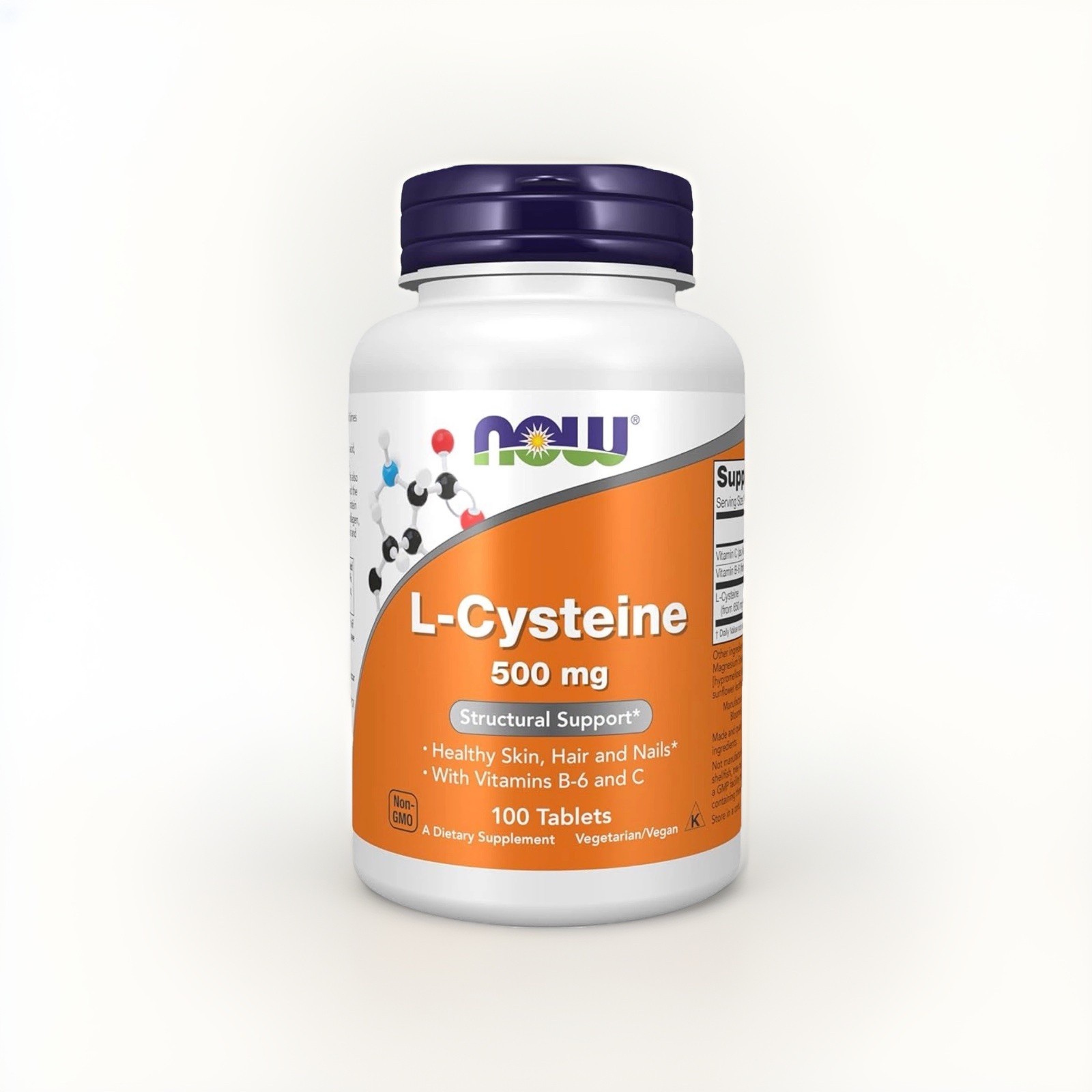 NOW L-Cysteine 500mg 100 Tablets Hair Skin Nails Antioxidant Detox Support
