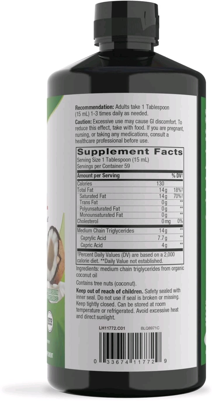 ​Nature’s Way Pure Organic MCT Oil C8 C10 Caprylic Acid Coconut Liquid Oil 30oz