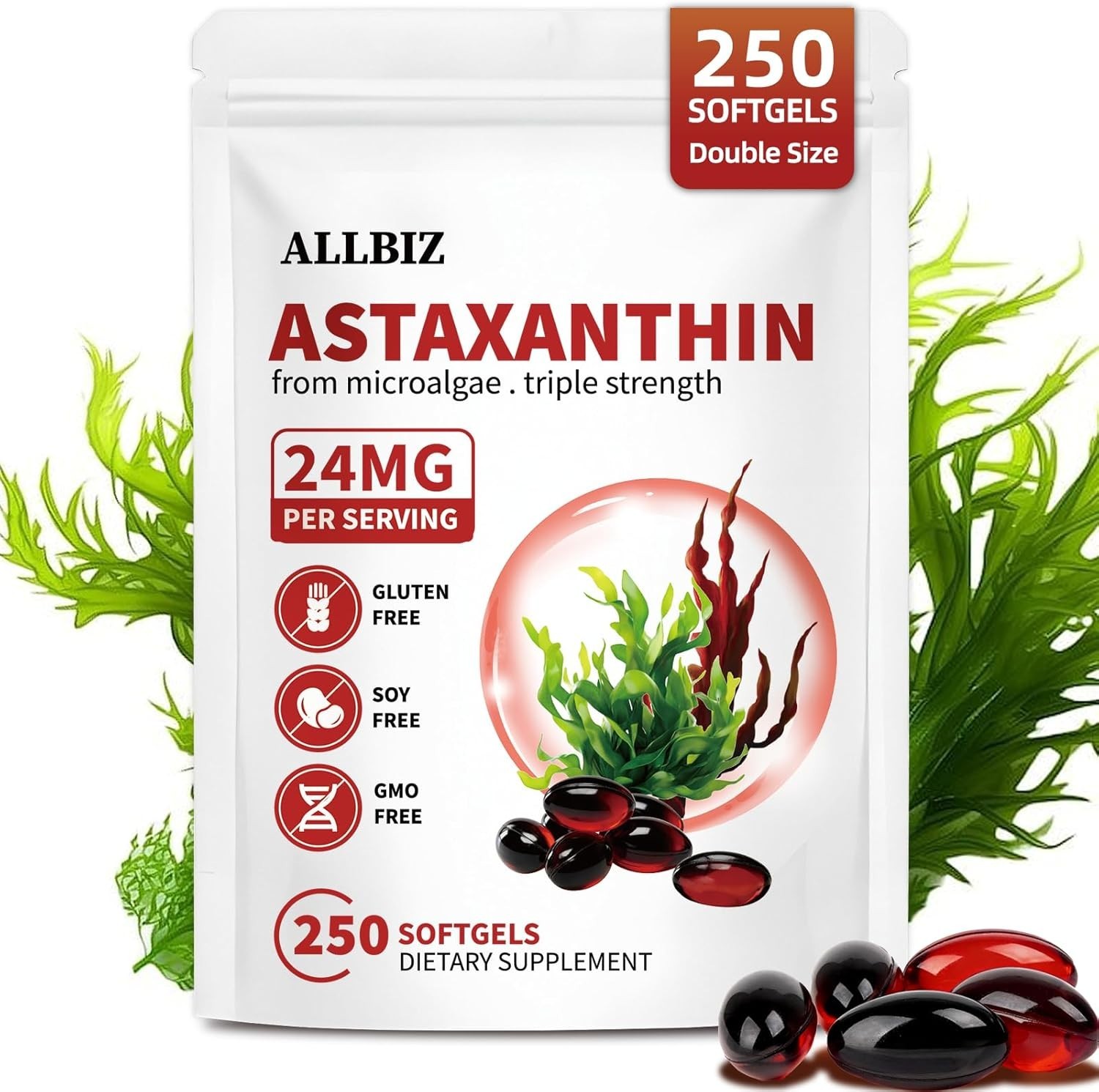 Astaxanthin 24mg | 250 Softgels | 250-Day Supply 250 Count (Pack of 1)
